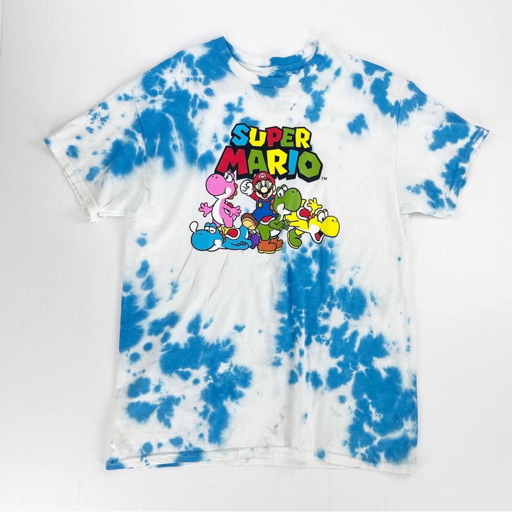 Super Mario Yoshi Logo Tie Dye Short Sleeve T Shirt Top